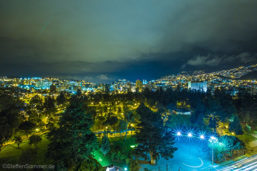 View over the El Ejido Park in Quito, Ecuador.